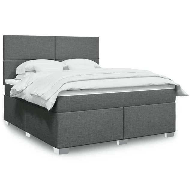 vidaXL Boxspringbett, Boxspringbett mit Matratze Dunkelgrau 180x200 cm Stof günstig online kaufen