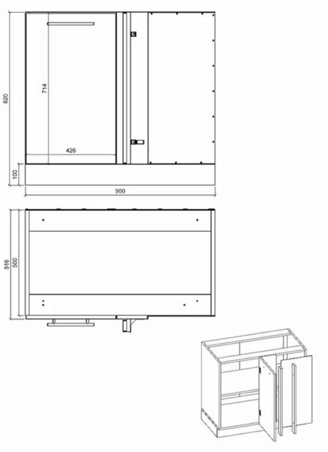 Feldmann-Wohnen Unterschrank Malmo (Malmo, 1-St) 90cm Front- und Korpusfarb günstig online kaufen