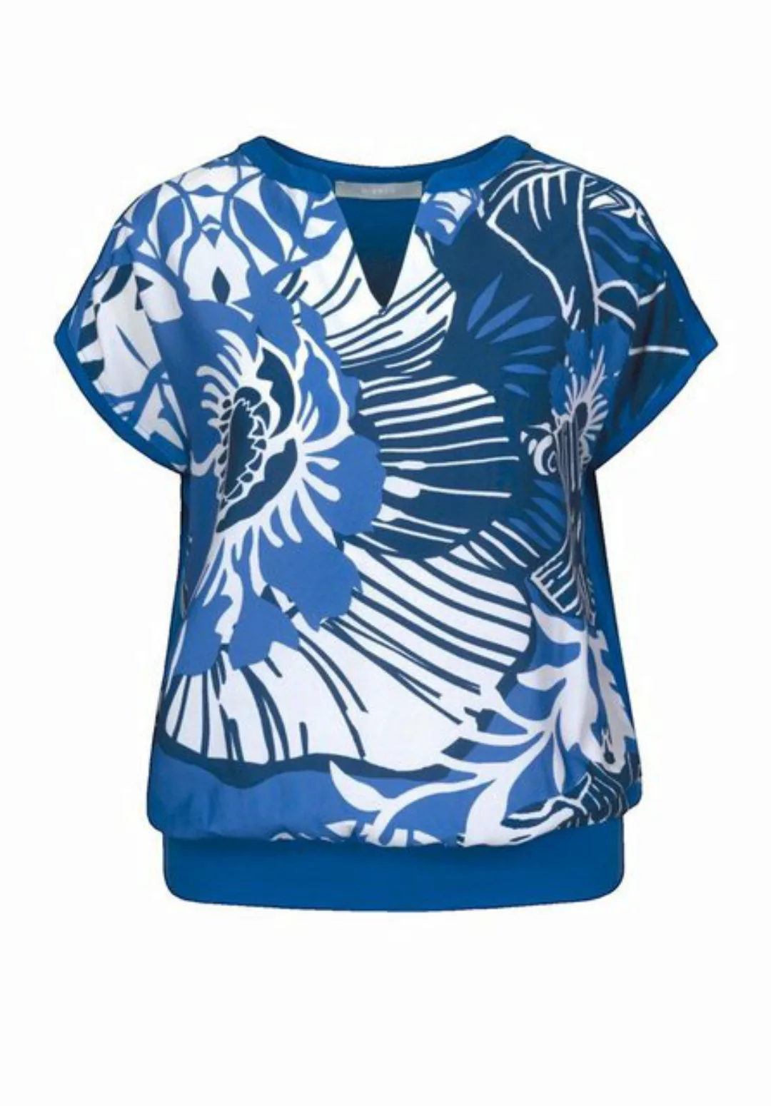 bianca Langarmshirt – Sommerliches Print-Shirt mit floralem Design in Blau günstig online kaufen