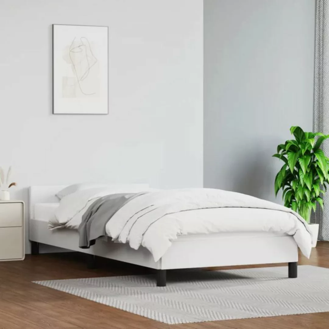 vidaXL Bett Bettgestell mit Kopfteil Weiß 90x200 cm Kunstleder günstig online kaufen