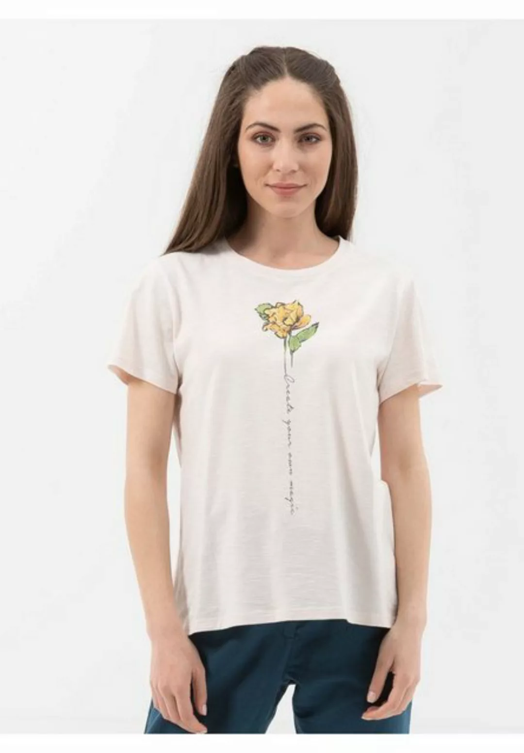 ORGANICATION T-Shirt T-Shirt aus Bio-Baumwolle mit Blume-Print in Vanilla günstig online kaufen