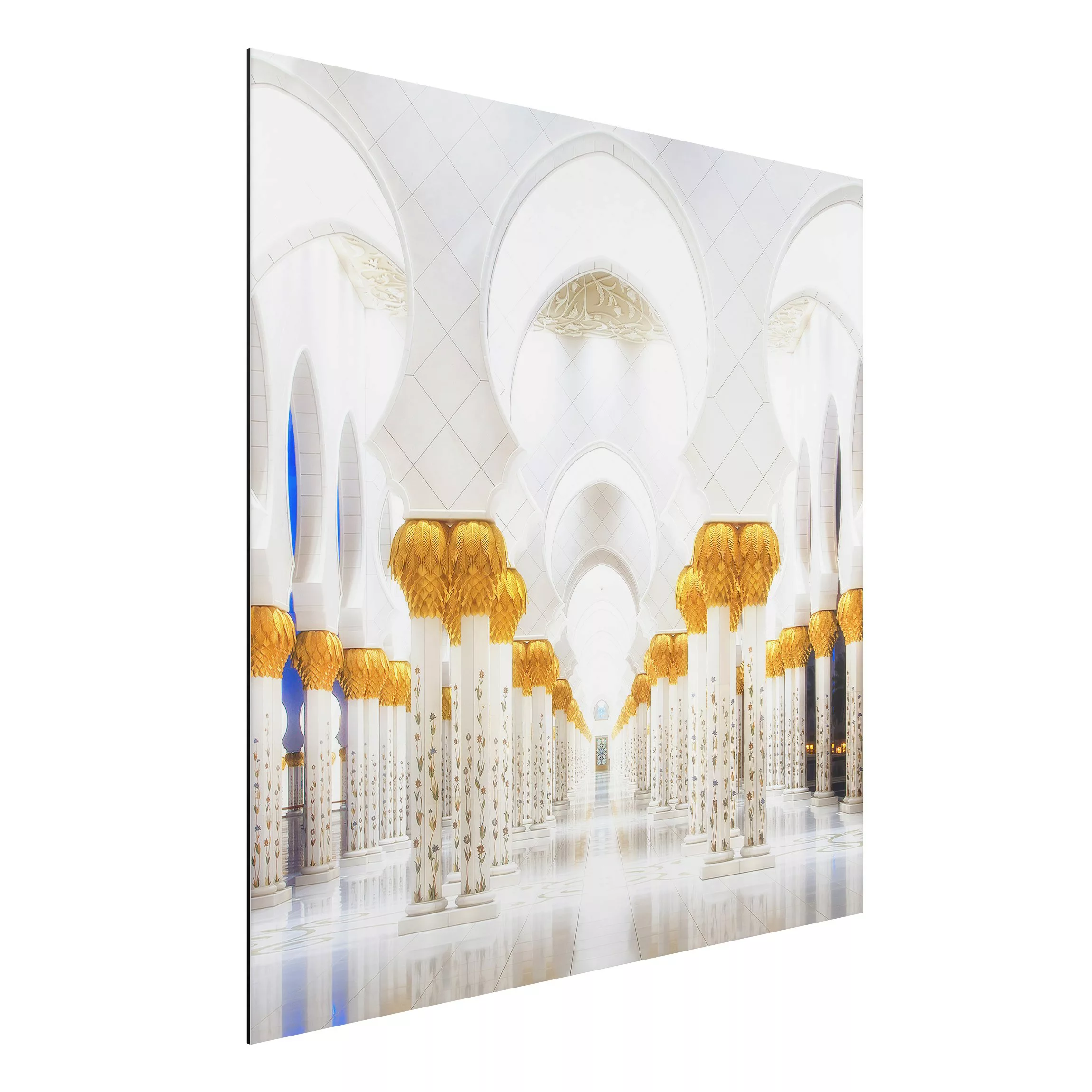 Alu-Dibond Bild Architekur & Skyline - Quadrat Moschee in Gold günstig online kaufen