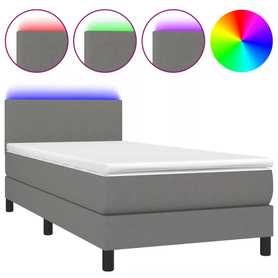Vidaxl Boxspringbett Mit Matratze & Led Dunkelgrau 100x200 Cm Stoff günstig online kaufen