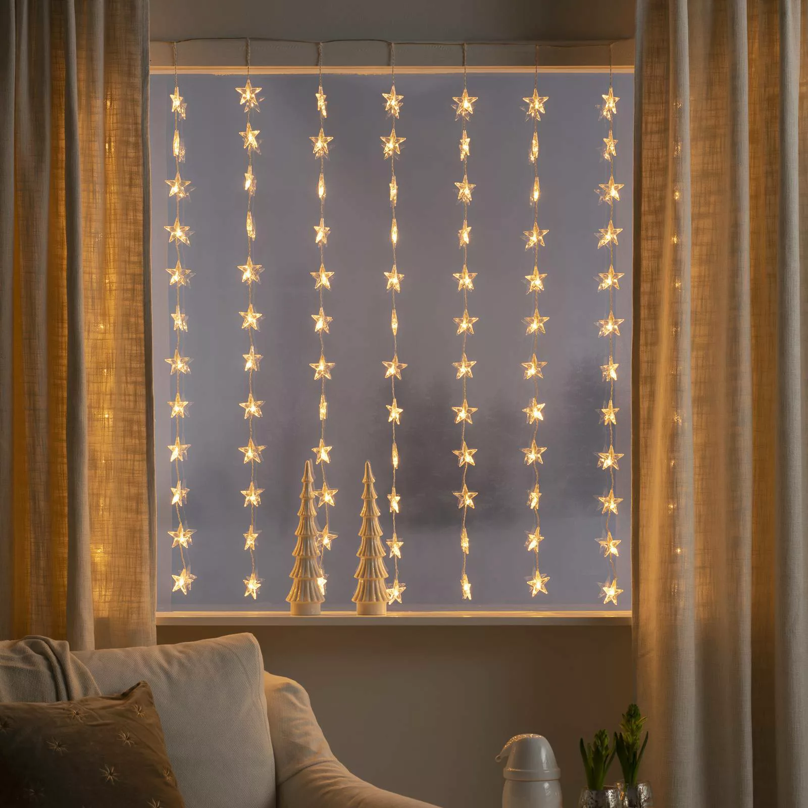 KONSTSMIDE LED-Lichtervorhang »Weihnachtsdeko«, 120 Sterne, 120 bernsteinfa günstig online kaufen