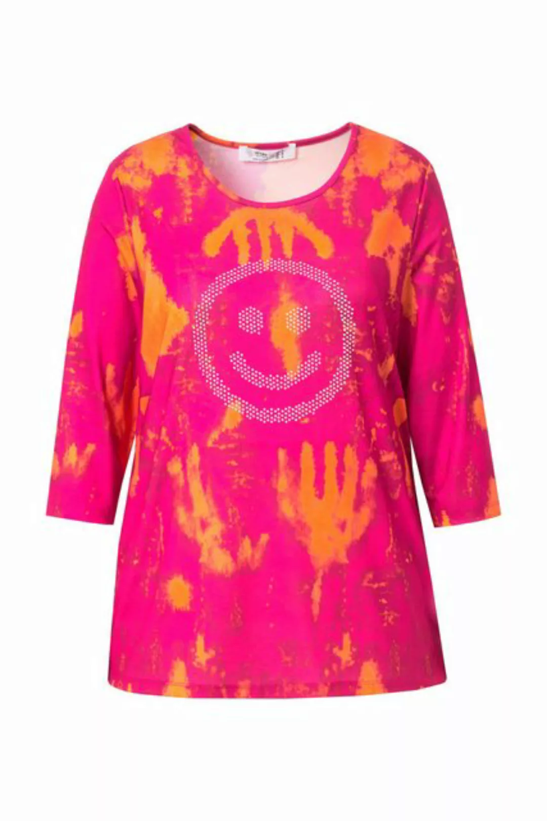 Angel of Style Rundhalsshirt T-Shirt Straight Fit Smiley Batik-Muster günstig online kaufen