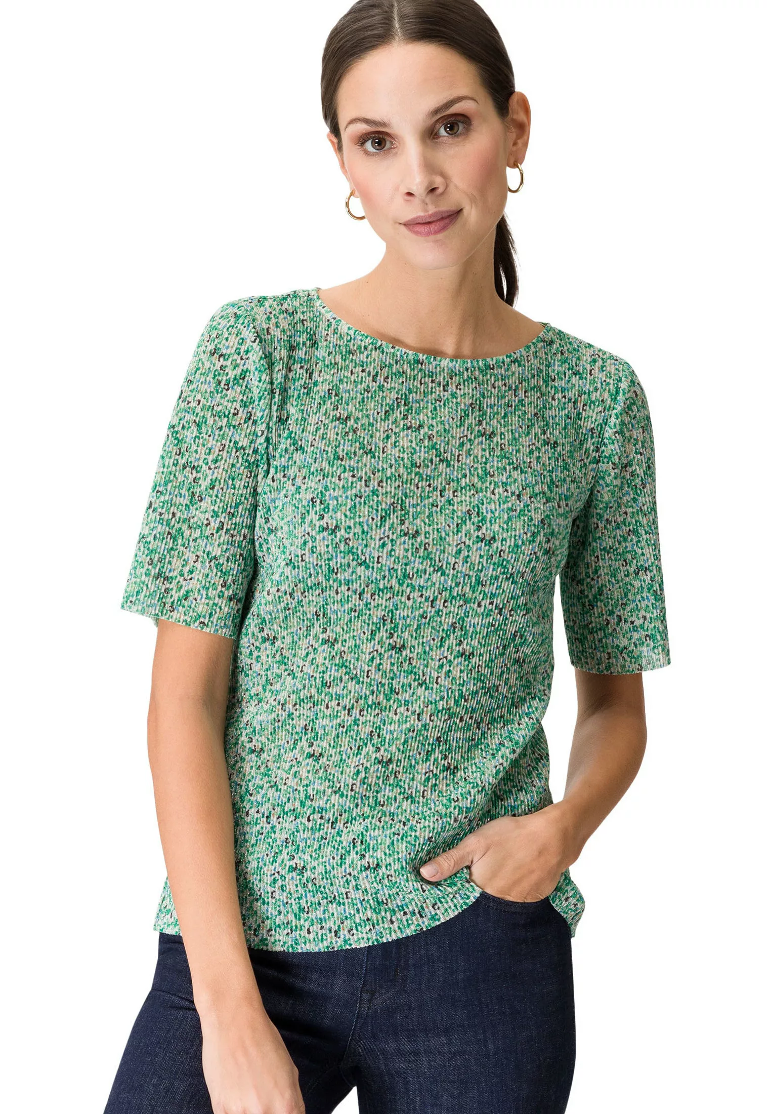 Zero 3/4-Arm-Shirt "zero Shirt mit Blumenprint", Plain/ohne Details günstig online kaufen