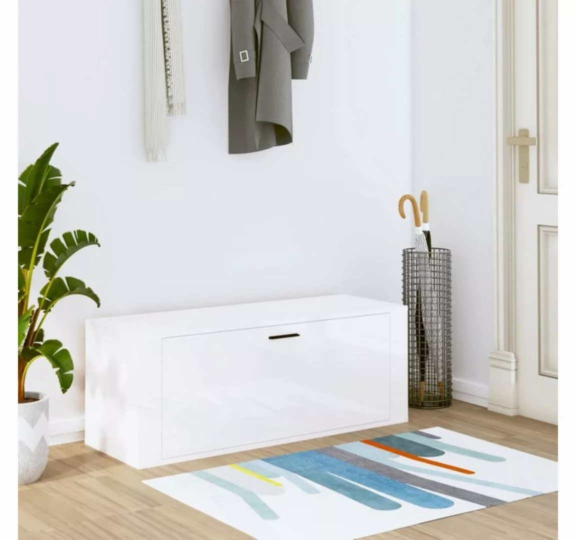 furnicato Schuhschrank Wand-Hochglanz-Weiß 100x35x38 cm Holzwerkstoff günstig online kaufen