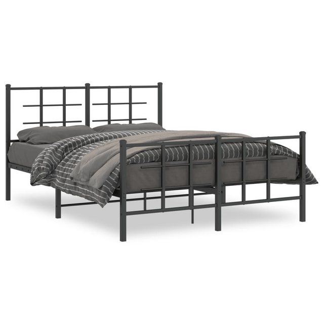 furnicato Bettgestell mit Kopf- und Fußteil Metall Schwarz 135x190 cm (1-tl günstig online kaufen