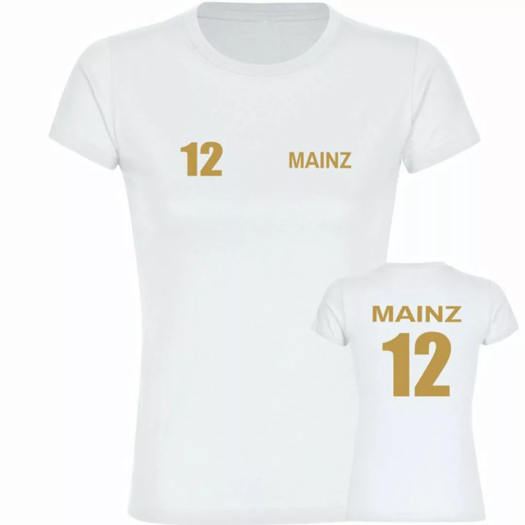 multifanshop T-Shirt Damen Mainz - Trikot Nummer 12 gold - Frauen günstig online kaufen