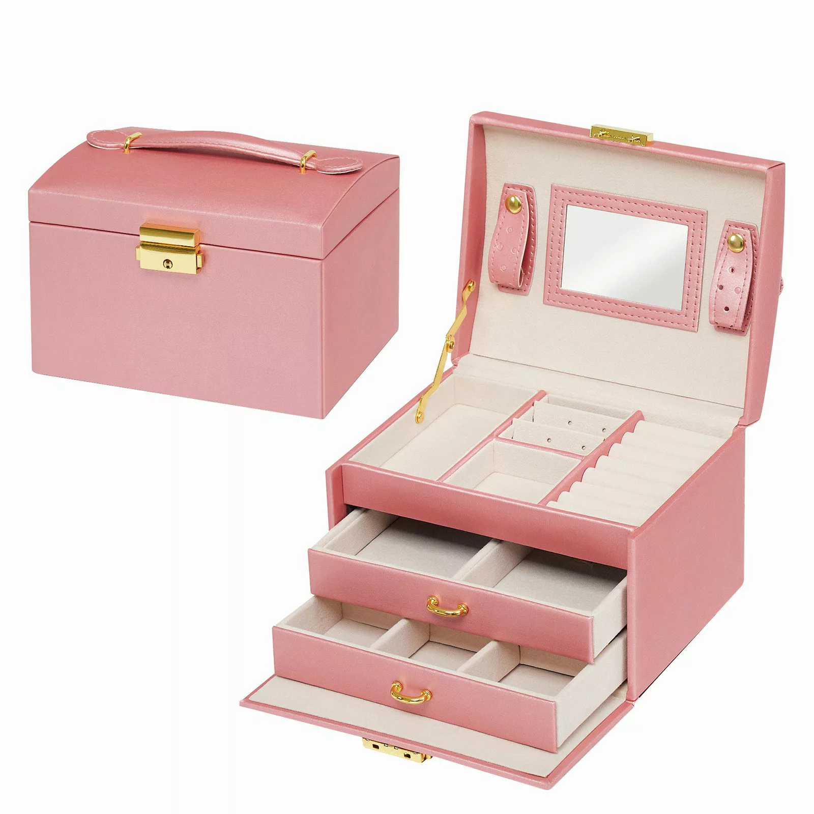 Mondeer Schmuckkasten Schmuckbox, abschließbar, 3 Ebenen, günstig online kaufen