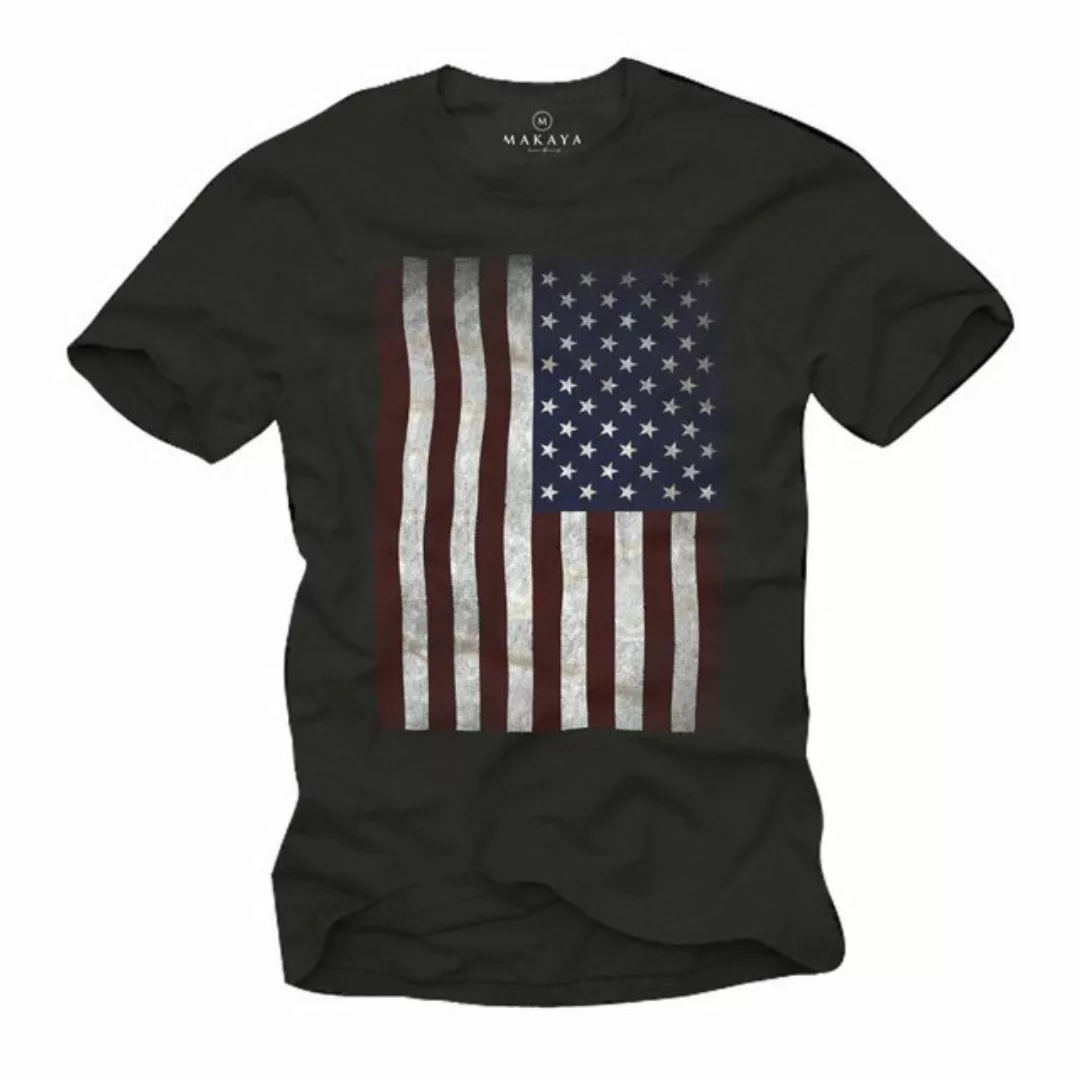 MAKAYA Print-Shirt Herren USA Fahne Vintage Amerika T-Shirt US Flagge Army günstig online kaufen