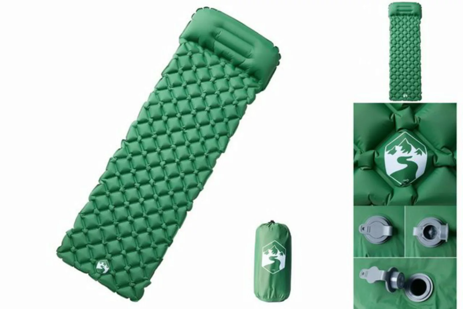 vidaXL Luftbett Isomatte mit Integriertem Kissen Aufblasbar Grün günstig online kaufen