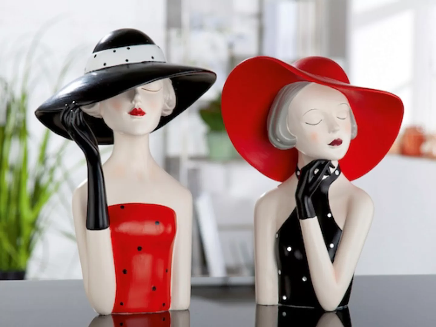 GILDE Dekofigur "Figur Lady mit rotem Hut" günstig online kaufen