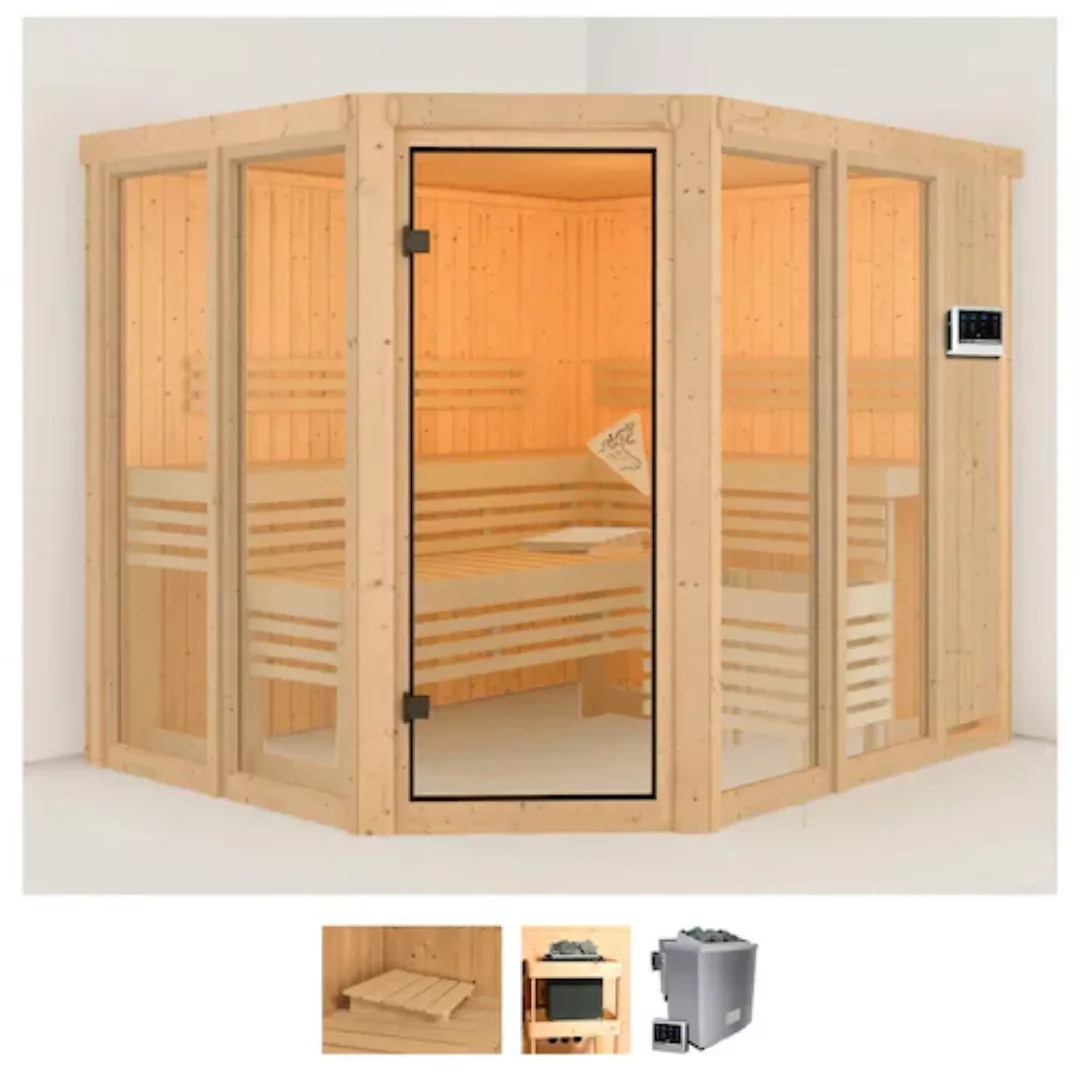 Karibu Sauna »Anike 3«, (Set), 9-kW-Bio-Ofen mit externer Steuerung günstig online kaufen