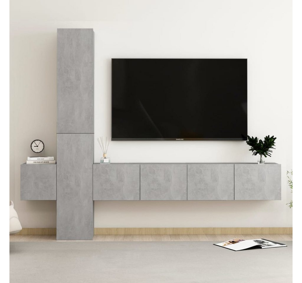 vidaXL TV-Schrank 5-tlg TV-Schrank-Set Betongrau Spanplatte günstig online kaufen