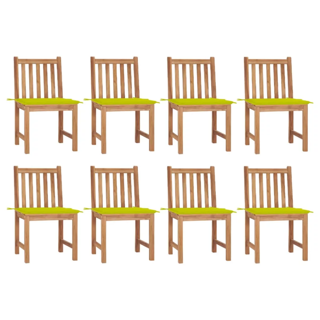 Gartenstühle 8 Stk. Mit Kissen Massivholz Teak günstig online kaufen