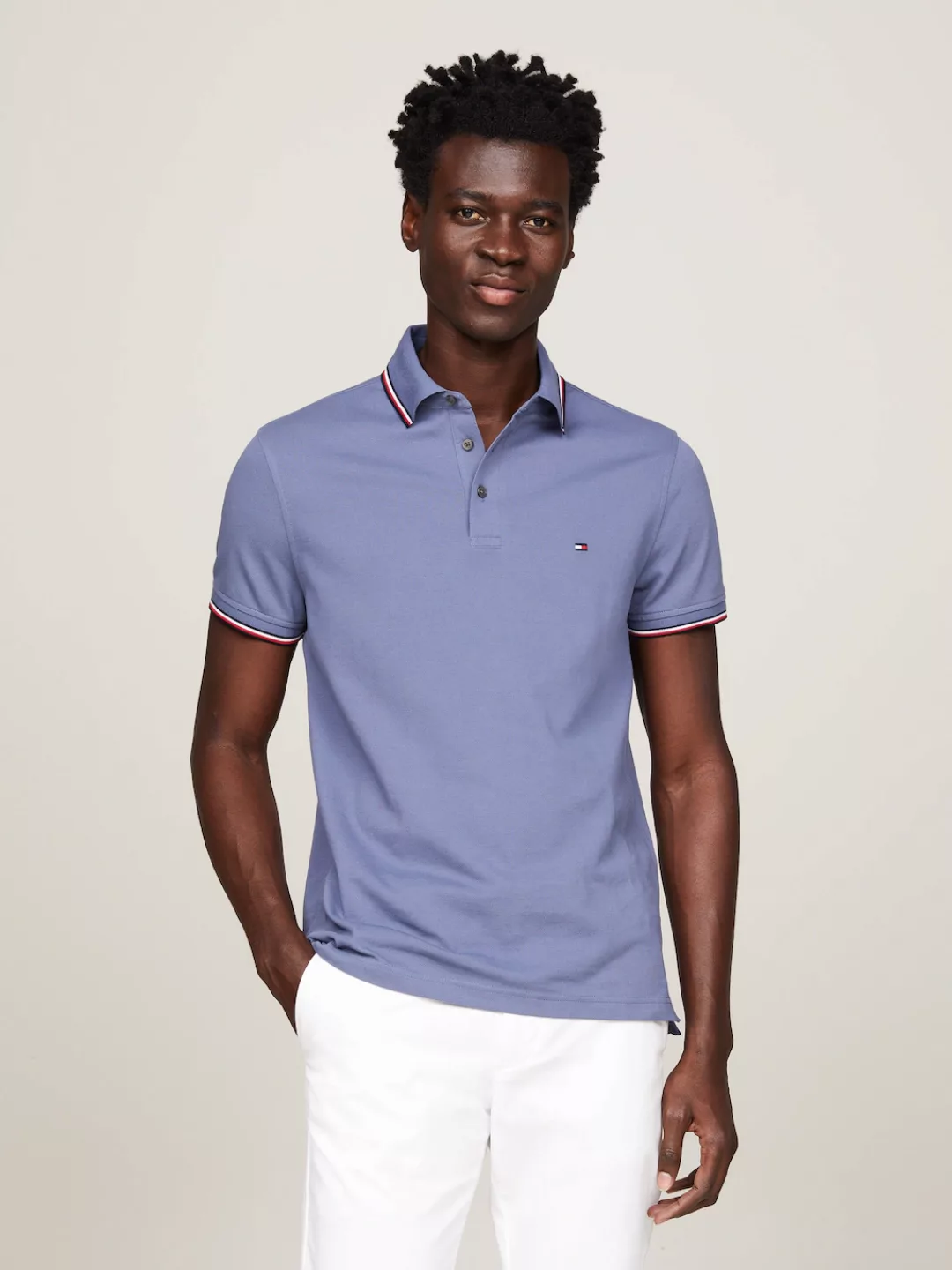 Tommy Hilfiger Poloshirt "1985 RWB TIPPED SLIM POLO", mit TH-Farben an Ärme günstig online kaufen