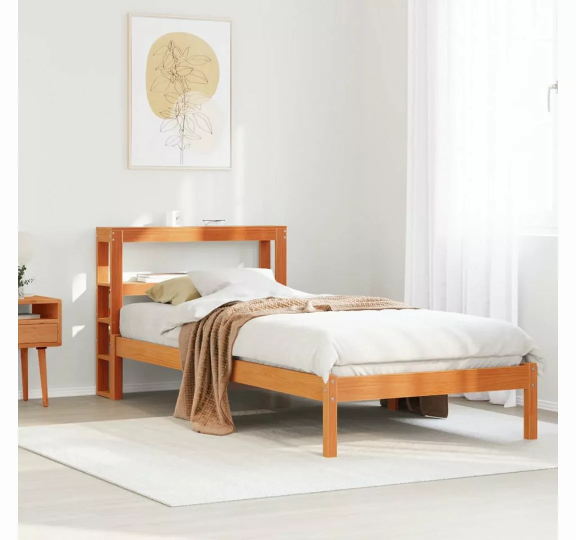 vidaXL Bett, Bettgestell mit Kopfteil ohne Matratze Wachsbraun 90x200 cm günstig online kaufen