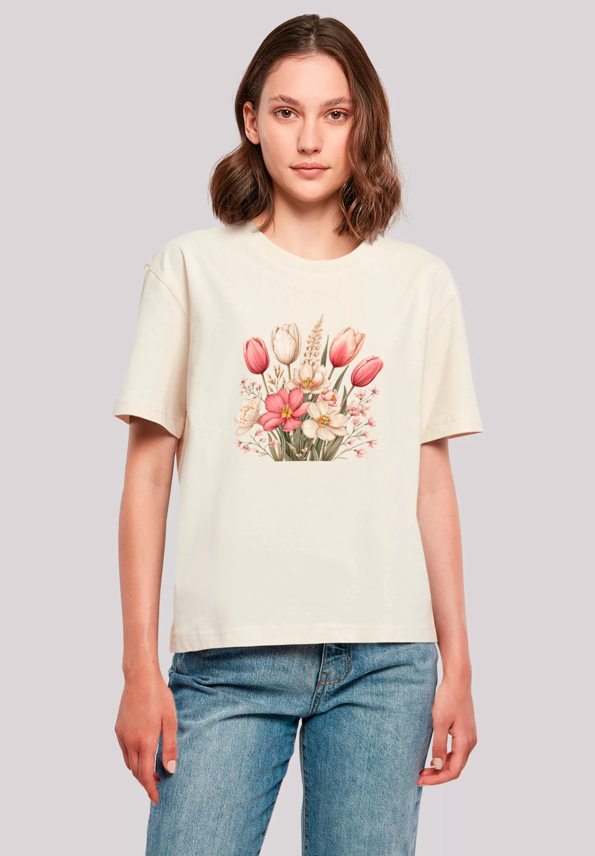 F4NT4STIC T-Shirt "Rosa weißer Frühlingsblumenstrauß", Premium Qualität günstig online kaufen