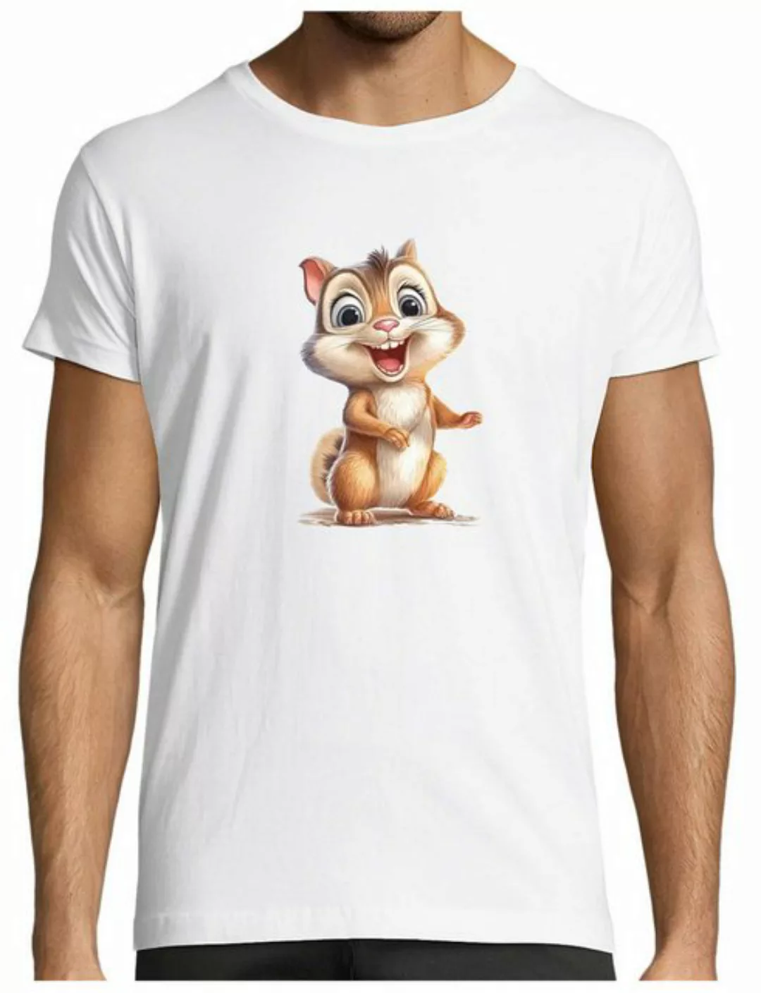 MyDesign24 T-Shirt Herren Print Shirt - Cartoon Eichhörnchen Brustprint Bau günstig online kaufen