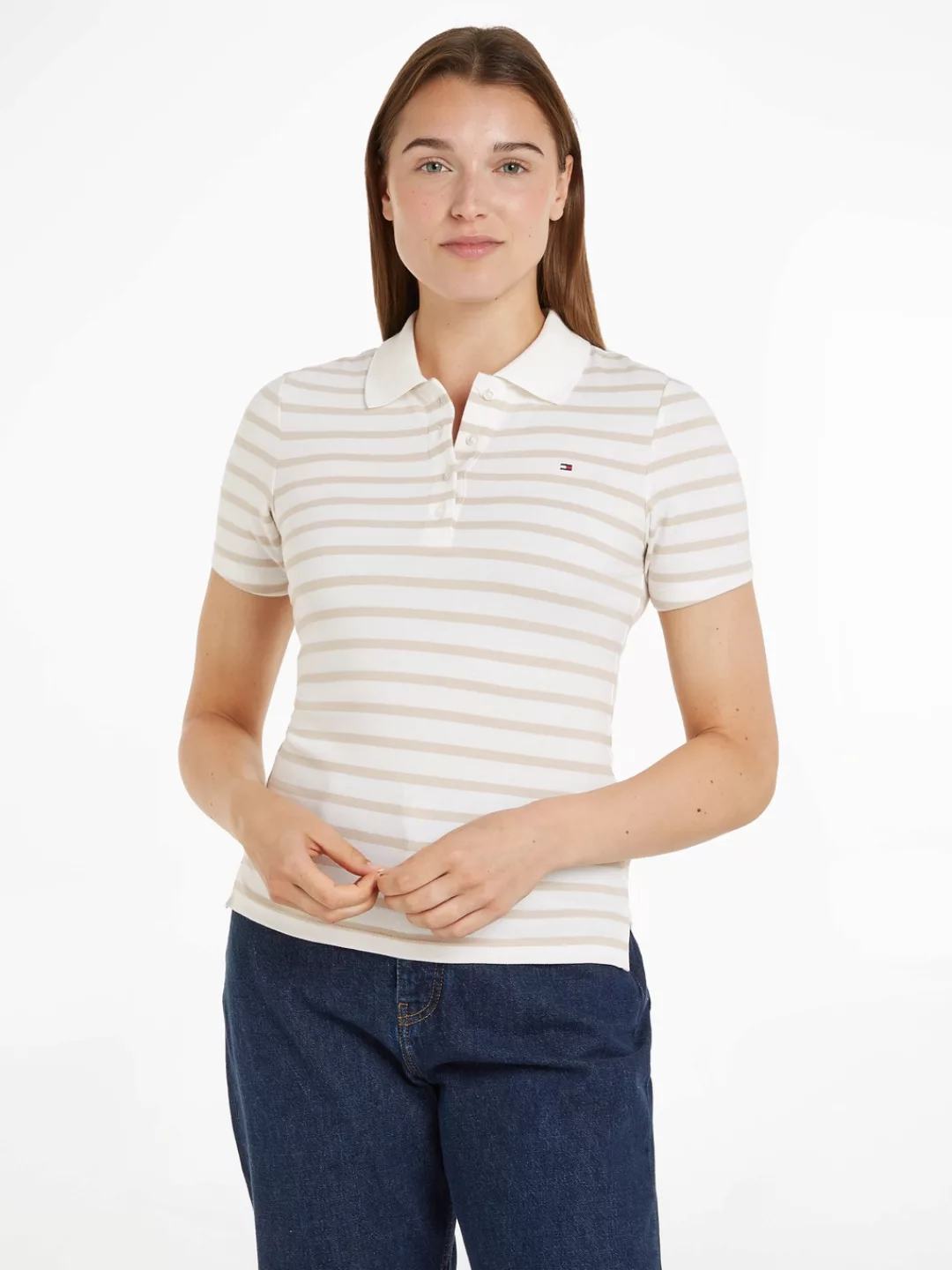 Tommy Hilfiger Poloshirt "1985 SLIM PIQUE STRIPE POLO SS", mit gestickter T günstig online kaufen