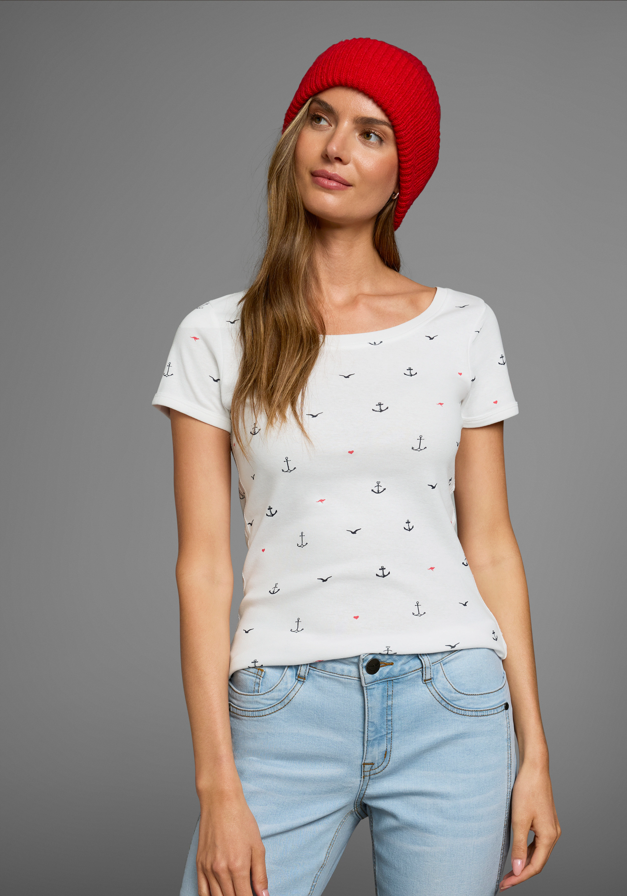 KangaROOS T-Shirt, kurzärmelig, sehr figurbetont und hüftbedeckend günstig online kaufen
