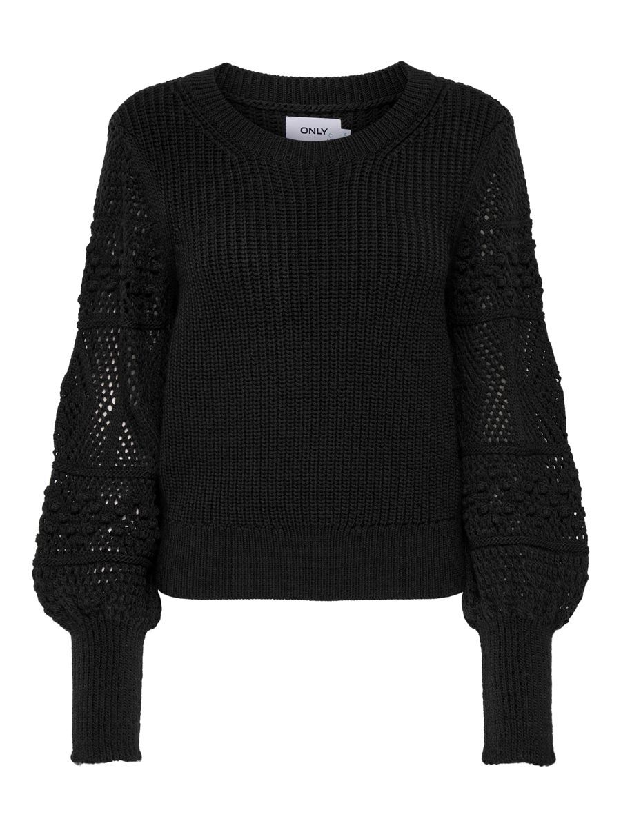 ONLY Einfarbiger Strickpullover Damen Schwarz günstig online kaufen