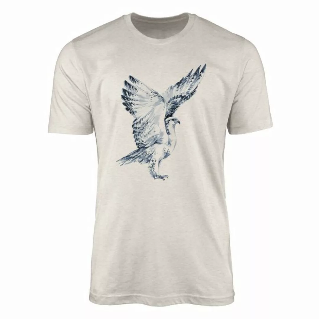 Sinus Art T-Shirt Herren Shirt Organic T-Shirt Aquarell Motiv Falke Bio-Bau günstig online kaufen