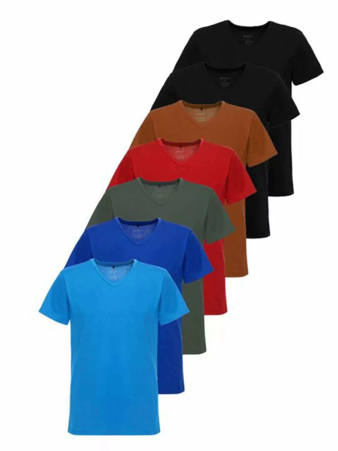 Tazzio T-Shirt E107 (Packung, 7-tlg) Herren Basic V-Ausschnitt günstig online kaufen