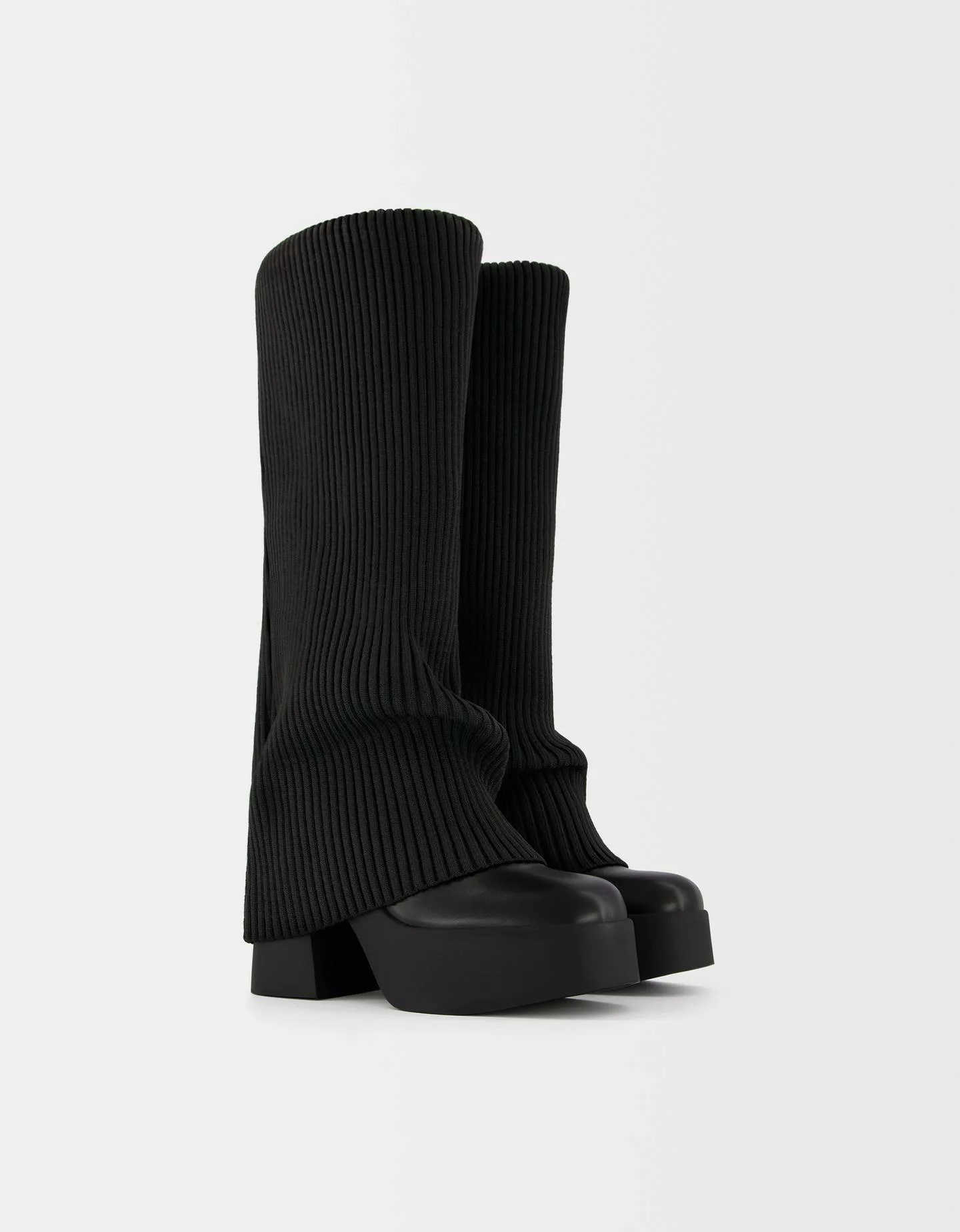 Bershka Plateau-Absatzstiefel Im Sock-Boots-Stil Damen 35 Schwarz günstig online kaufen