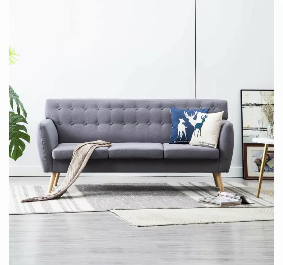 vidaXL Sofa 3-Sitzer-Sofa Stoffbezug 172x70x82 cm Hellgrau Couch günstig online kaufen