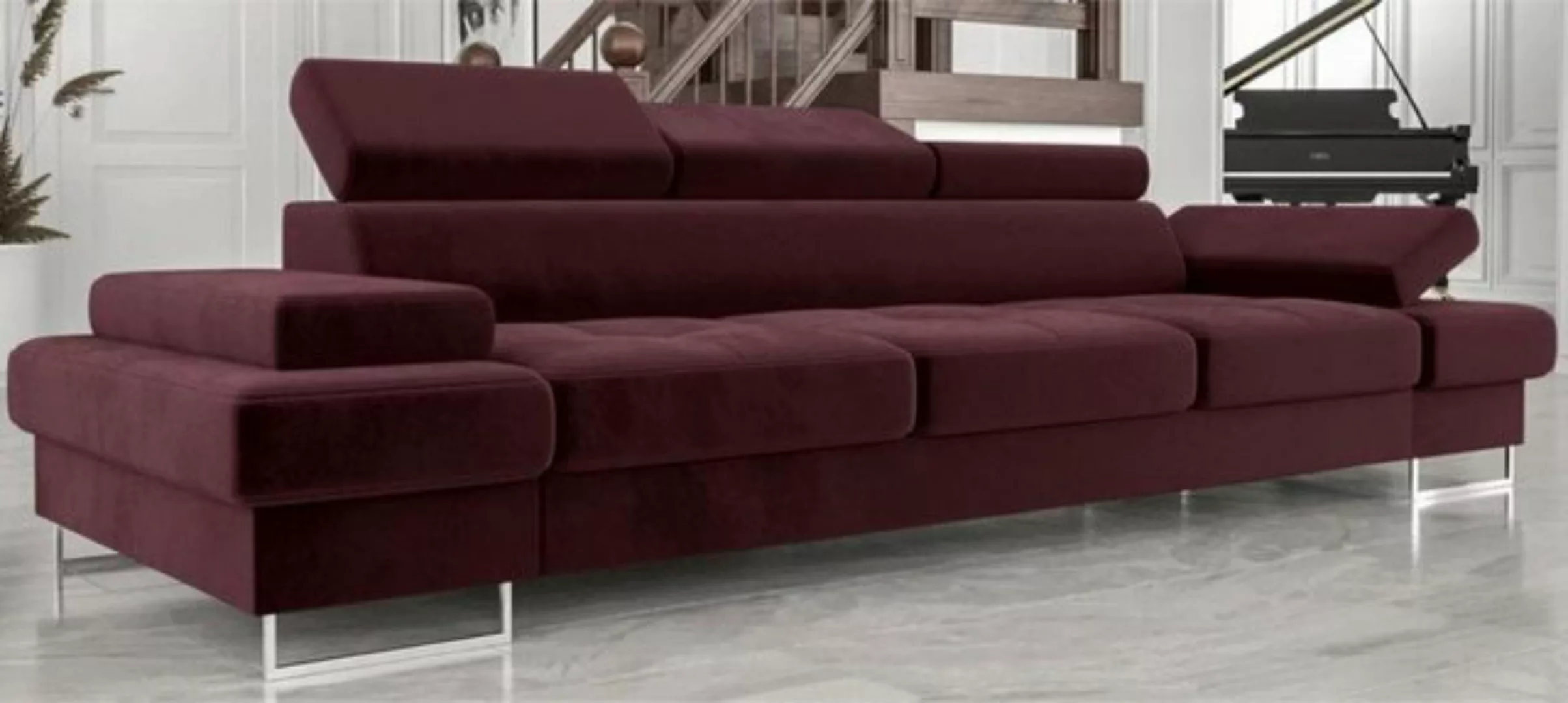 Casa Padrino Sofa Luxus Samt Sofa Lila / Silber 305 x 97 x H. 74-95 cm - Wo günstig online kaufen