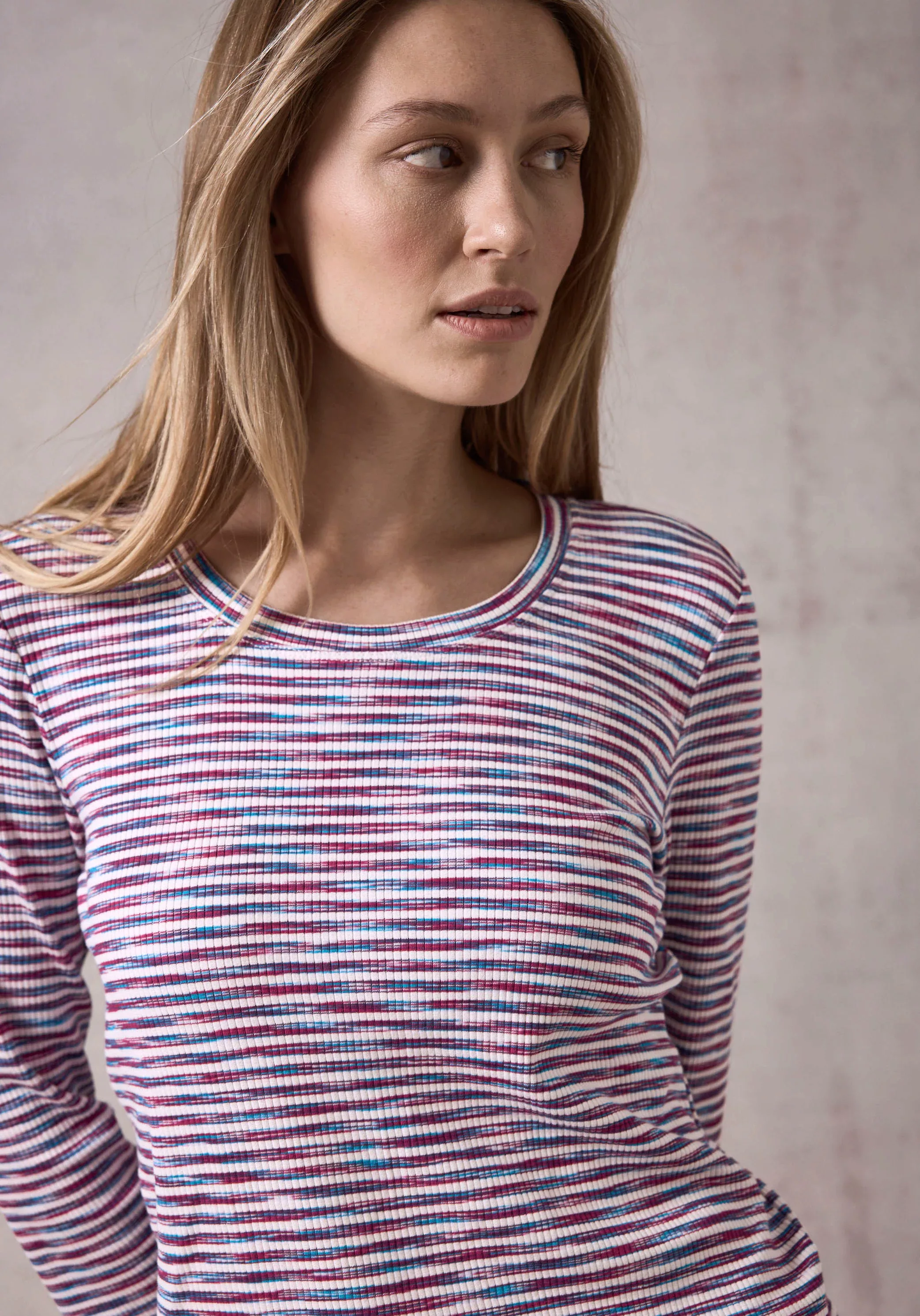 Cecil 3/4-Arm-Shirt Cecil Geripptes Streifenshirt in Multicolor Pink (1-tlg günstig online kaufen