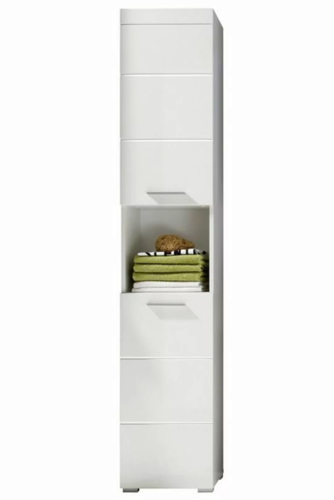 Hochschrank AMANDA, H 190 cm, Weiß Hochglanz, mit 2 Türen und 1 offenen Abl günstig online kaufen