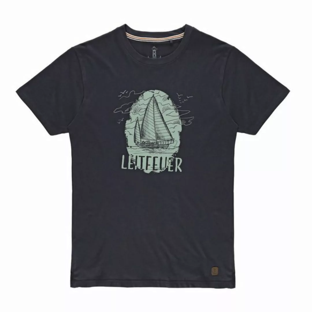 Leitfeuer T-Shirt Herren Sommershirt mit Front-Print Segelschiff und Rundha günstig online kaufen