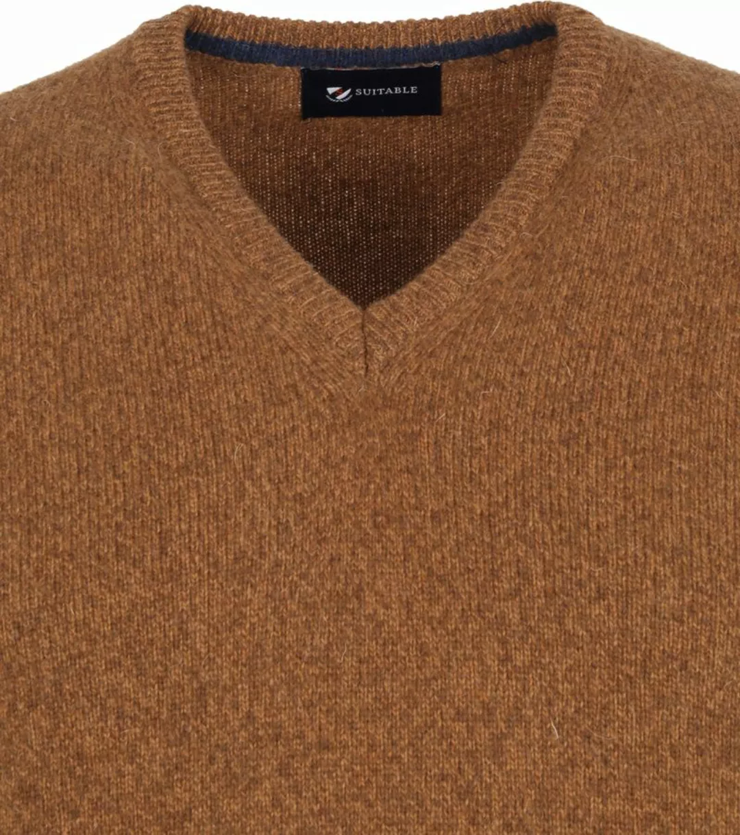 Suitable Lammwolle Pullover V-Ausschnitt Kamel - Größe M günstig online kaufen
