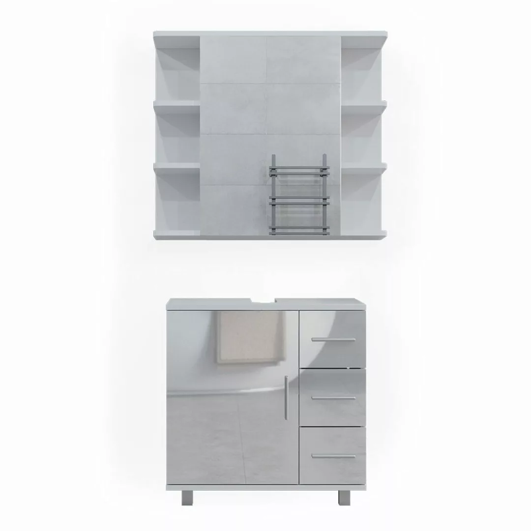 Vicco Badmöbel-Set Ilias, Weiß Hochglanz, 2 günstig online kaufen