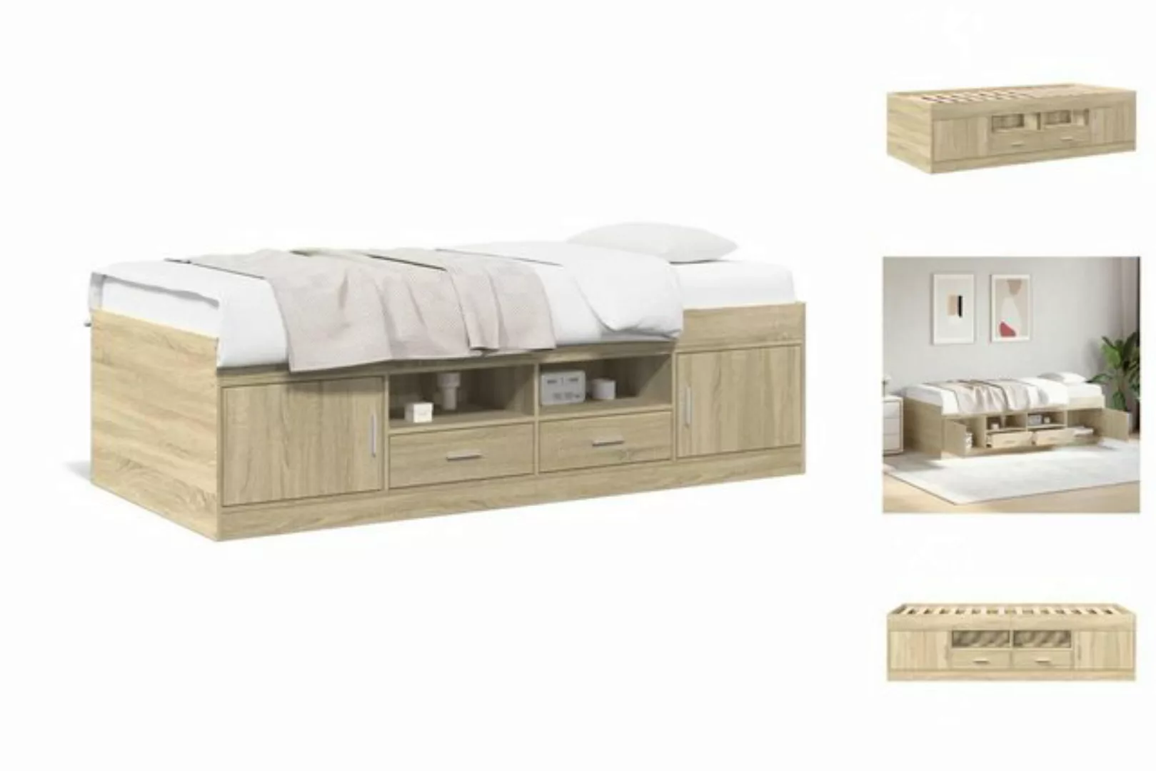 vidaXL Bettgestell Gästebett Tagesbett mit Schubladen Sonoma-Eiche 90x200 c günstig online kaufen