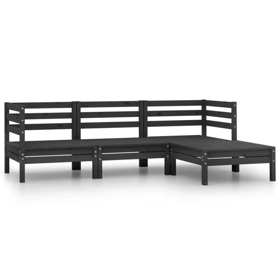 4-tlg. Garten-lounge-set Massivholz Kiefer Schwarz günstig online kaufen