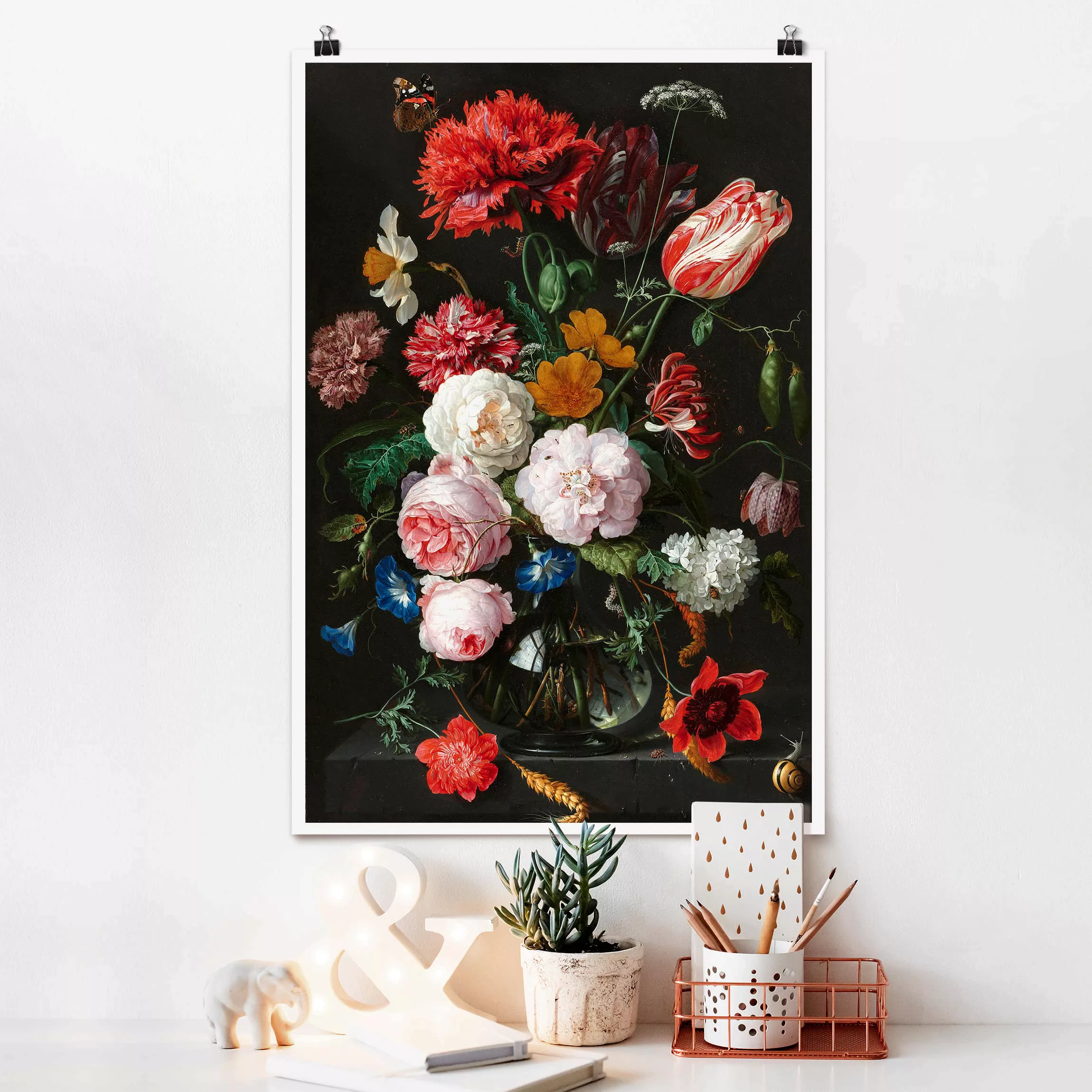 Poster Blumen - Hochformat Jan Davidsz de Heem - Stillleben mit Blumen in e günstig online kaufen