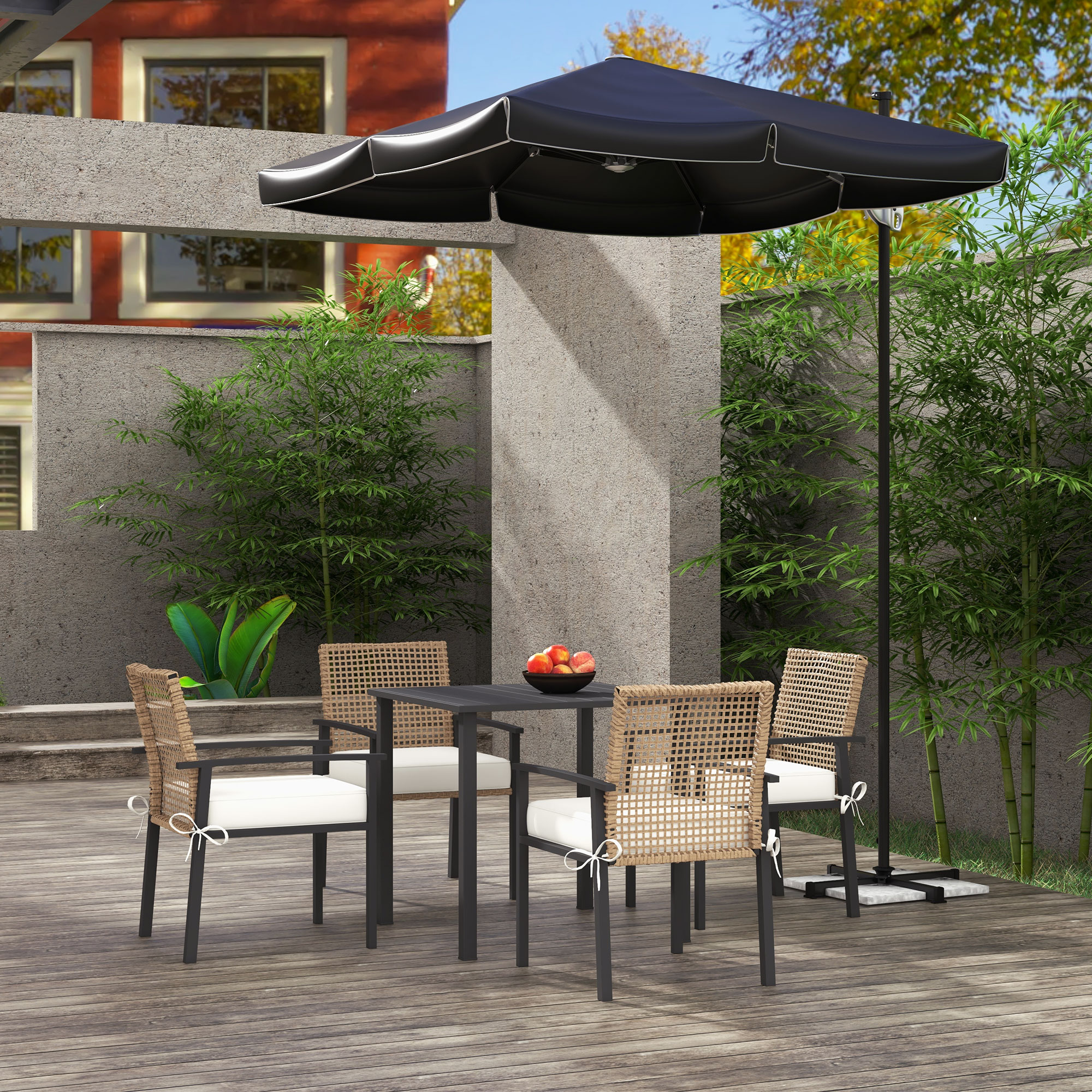 Outsunny Rattan Sitzgruppe 5-tlg Gartenmöbel Set für 4 Personen Balkonset m günstig online kaufen