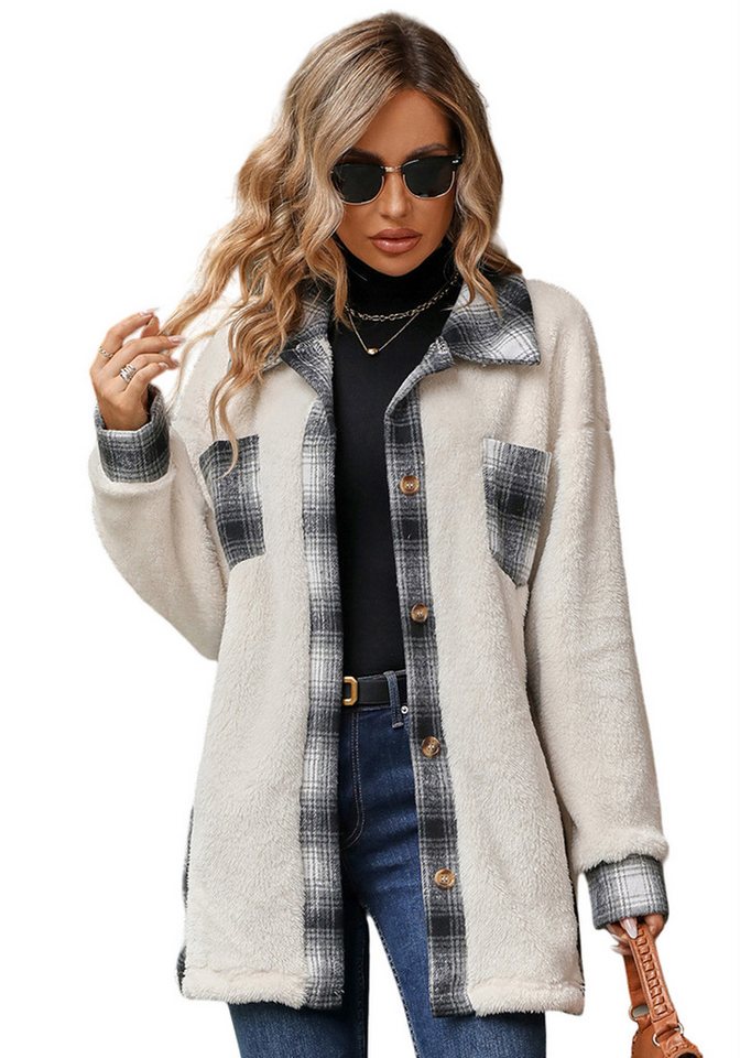 Zoclack Fleecejacke Mantel Damen Winter Fellmantel Mittellange Plüschjacke günstig online kaufen