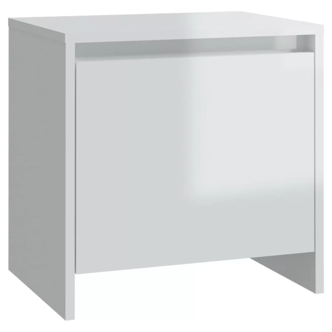 Nachttisch Hochglanz-weiß 45x34x44,5 Cm Spanplatte günstig online kaufen
