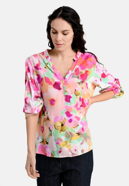 BICALLA Blusentop Bluse mit Blüten-Aquarell-Print in Rosa/Mint günstig online kaufen