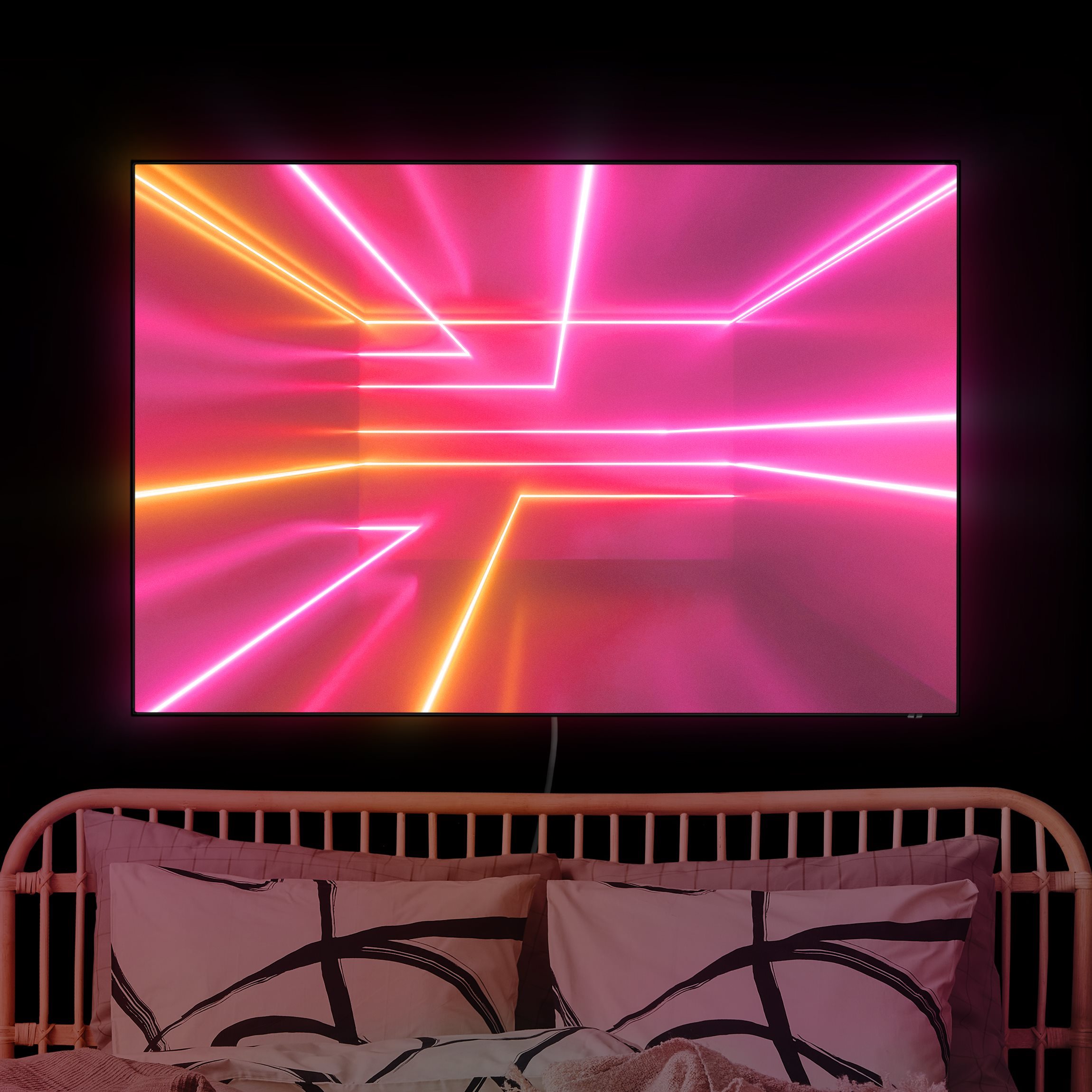 LED-Wechselbild Pinke Neonstreifen günstig online kaufen