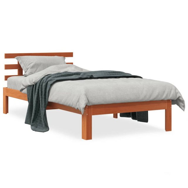 vidaXL Bett Massivholzbett mit Kopfteil Wachsbraun 75x190 cm Kiefer günstig online kaufen