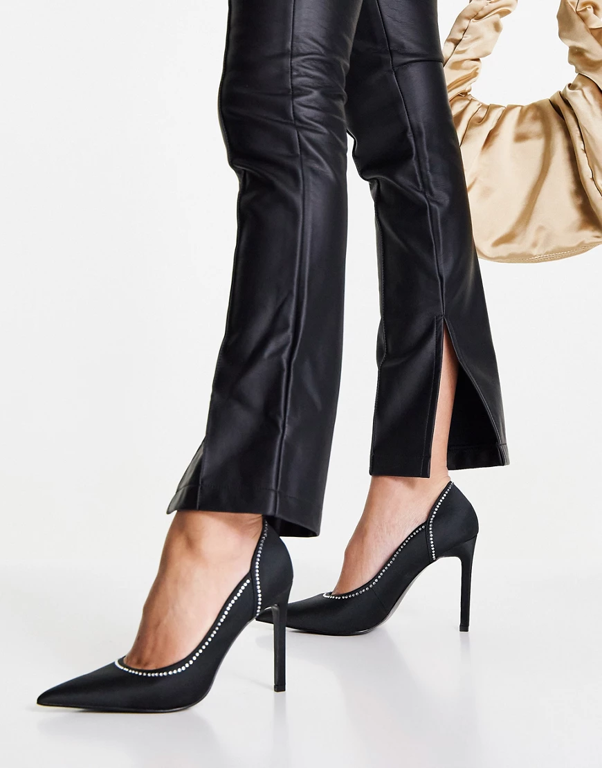 ASOS DESIGN Wide Fit – Porter – Verzierte Pumps in Schwarz günstig online kaufen