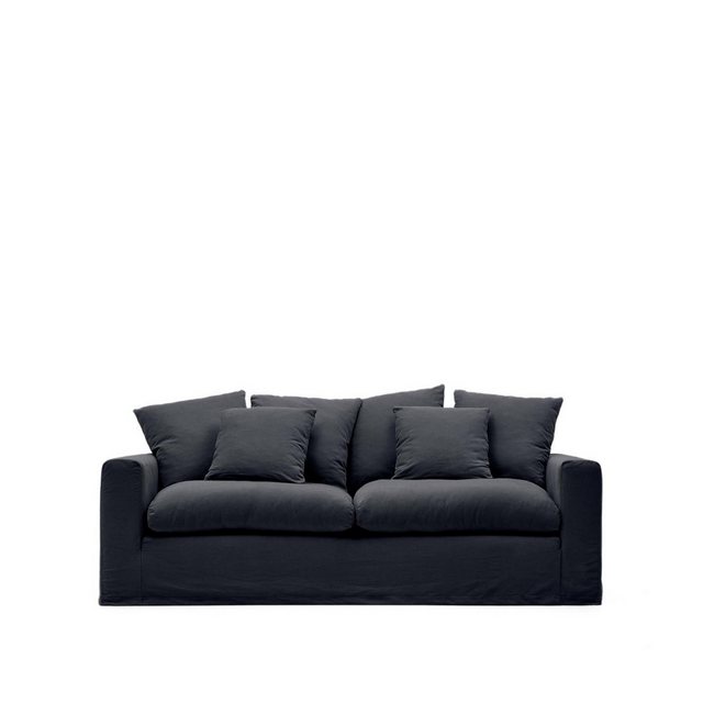 Natur24 Sofa 3-Sitzer Sofa Nora 240 x 68 x 104 cm Leinen Baumwolle Anthrazi günstig online kaufen