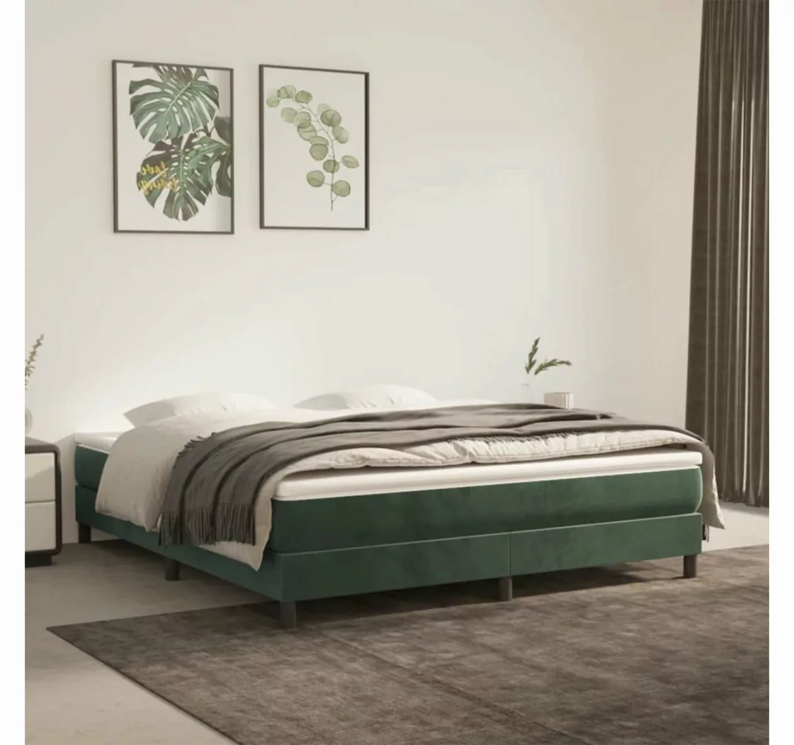 furnicato Bett Boxspringbett mit Matratze Dunkelgrün 180x200 cm Samt günstig online kaufen