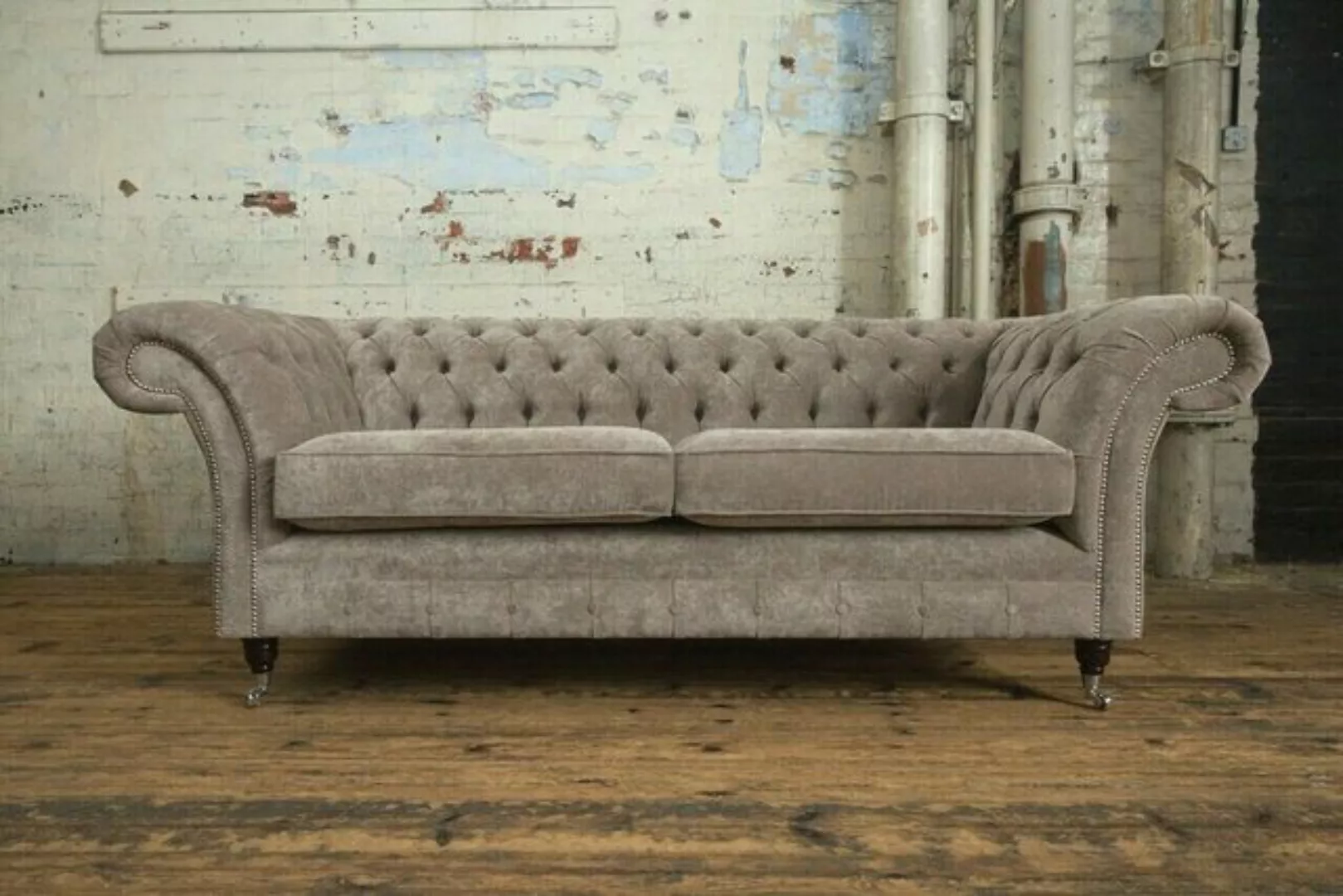 JVmoebel Chesterfield-Sofa Original Chesterfield Sofa Polster Webstoff Micr günstig online kaufen